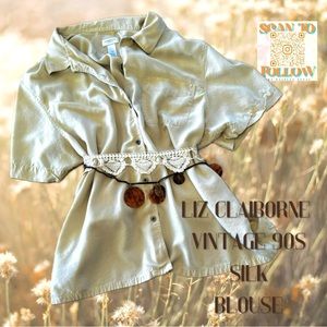 VINTAGE LIZ CLAIBORNE SILK BUTTON UP BLOUSE